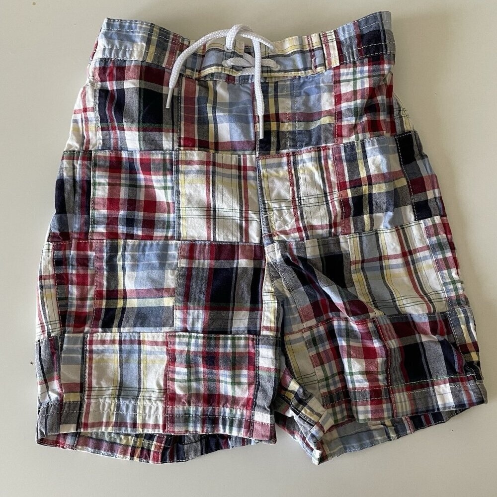 Janie & Jack Blue Plaid Madras Baby Boy's Shorts Bathing Suit 12-18 Months